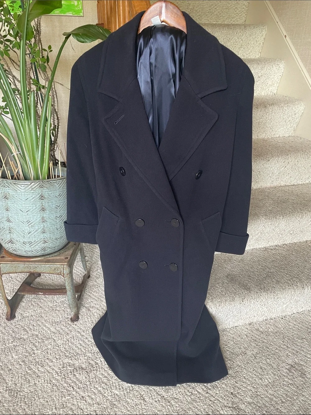 Talbots Cashmere Wool Double Breasted Navy Petite Pea Coat